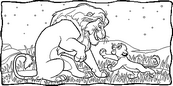 coloriage simba joue avec mufasa